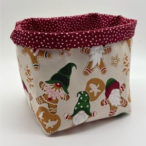 Handmade Christmas Fabric Basket Christmas Gnome Fabric Basket